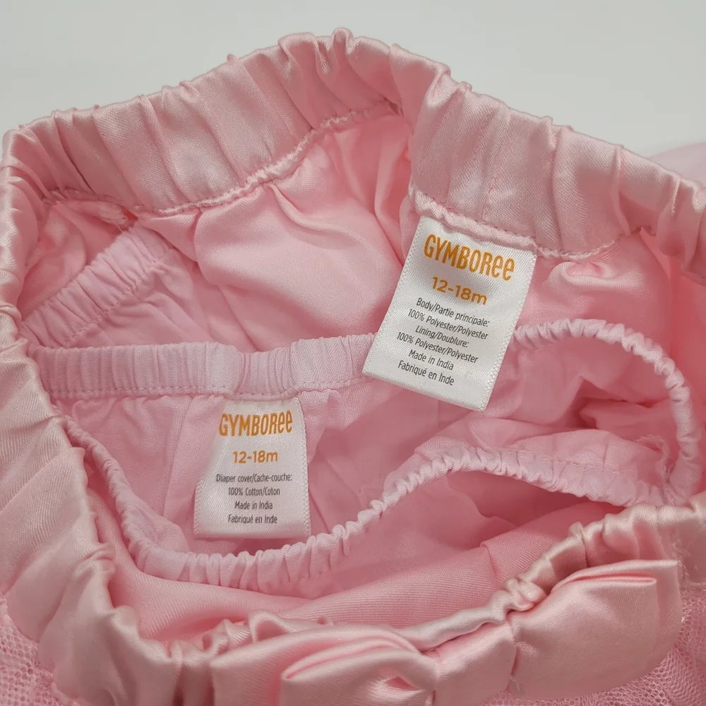 Gymboree Pink Tutu Skirt Tulle Bow Elastic Waist Diaper Cover Size 12-18mo NEW